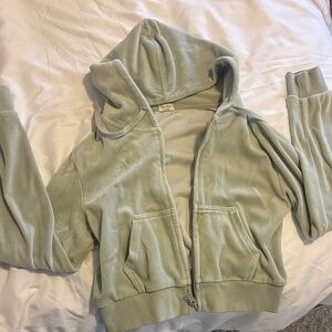John Galt/ Brandy melville Cropped velvet zip up hoodie
